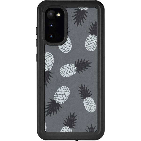 Black and White Pineapples Galaxy S20 Waterproof Case