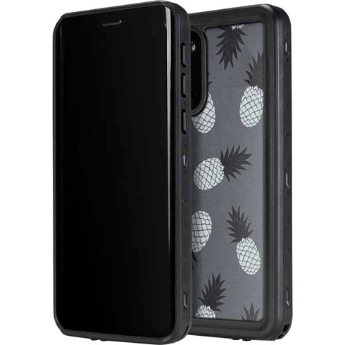 Black and White Pineapples Galaxy S20 Waterproof Case
