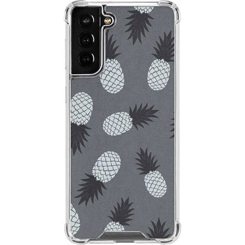 Black and White Pineapples Galaxy S21 FE Clear Case