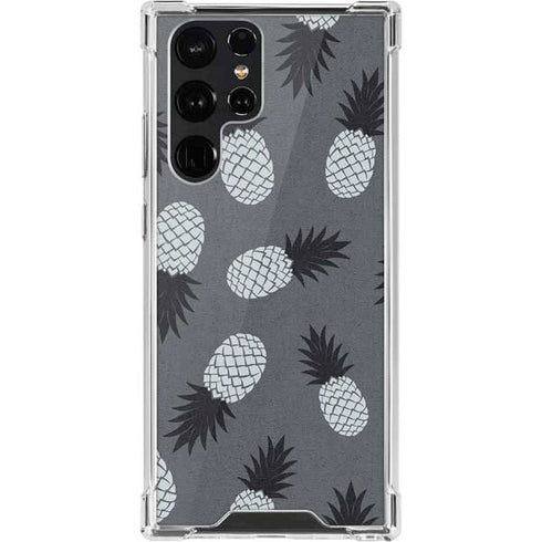 Black and White Pineapples Galaxy S22 Ultra Clear Case