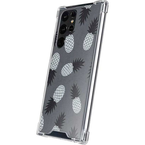 Black and White Pineapples Galaxy S22 Ultra Clear Case