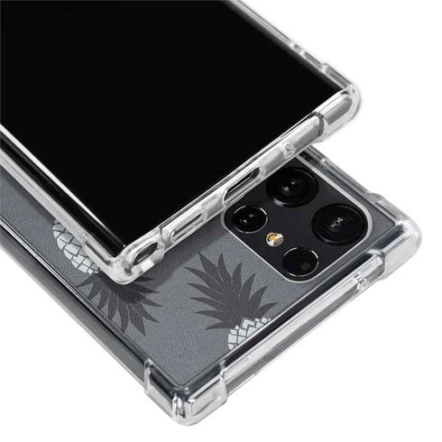 Black and White Pineapples Galaxy S22 Ultra Clear Case
