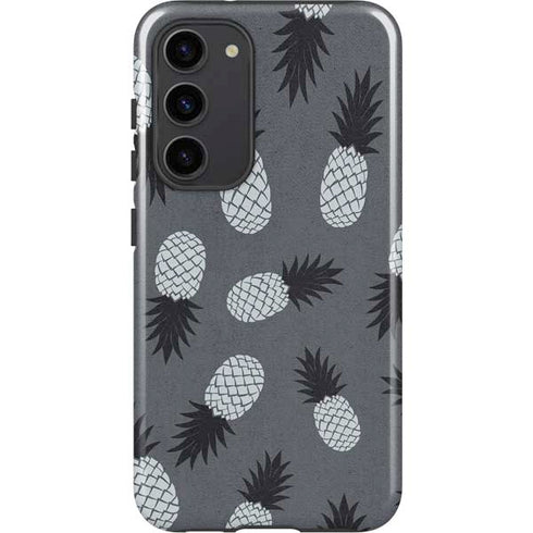 Black and White Pineapples Galaxy S23 Plus Pro Case