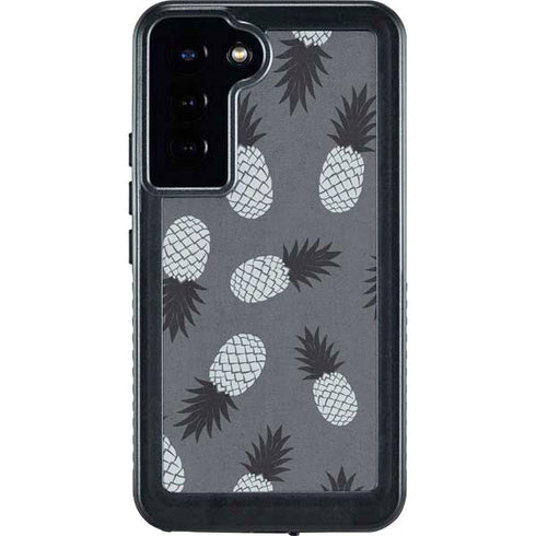 Black and White Pineapples Galaxy S23 Plus Waterproof Case