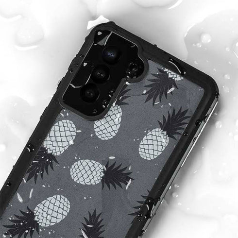 Black and White Pineapples Galaxy S23 Plus Waterproof Case