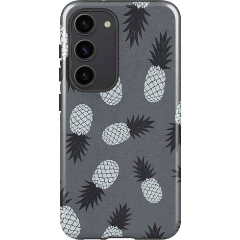 Black and White Pineapples Galaxy S23 Pro Case