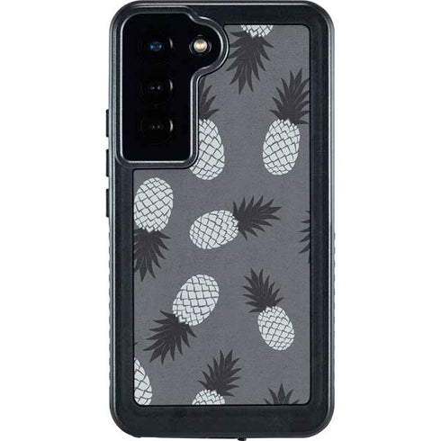 Black and White Pineapples Galaxy S23 Waterproof Case