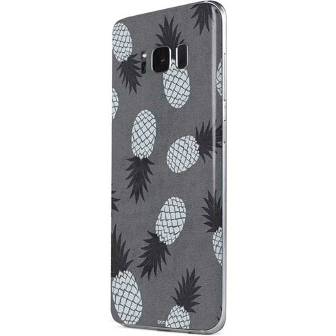 Black and White Pineapples Galaxy S8 Skin