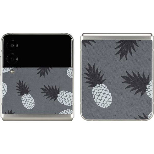 Black and White Pineapples Galaxy Z Flip3 5G Skin
