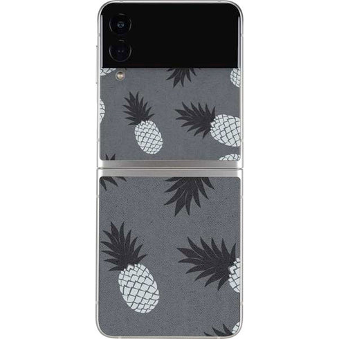 Black and White Pineapples Galaxy Z Flip3 5G Skin
