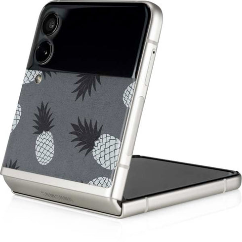 Black and White Pineapples Galaxy Z Flip4 5G Skin