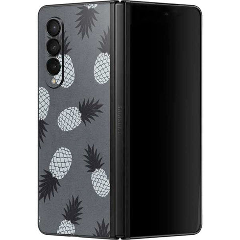 Black and White Pineapples Galaxy Z Fold3 5G Skin