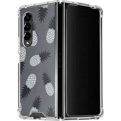 Black and White Pineapples Galaxy Z Fold4 5G Clear Case