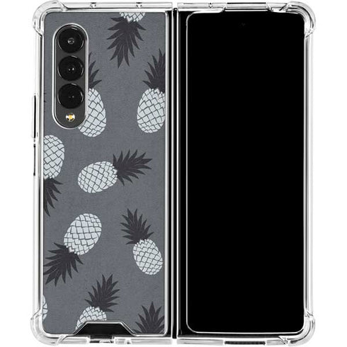 Black and White Pineapples Galaxy Z Fold4 5G Clear Case