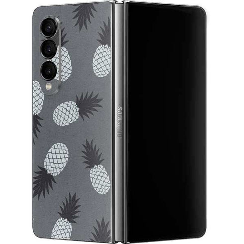 Black and White Pineapples Galaxy Z Fold4 5G Skin