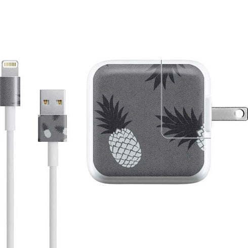 Black and White Pineapples iPad Charger (10W USB) Skin