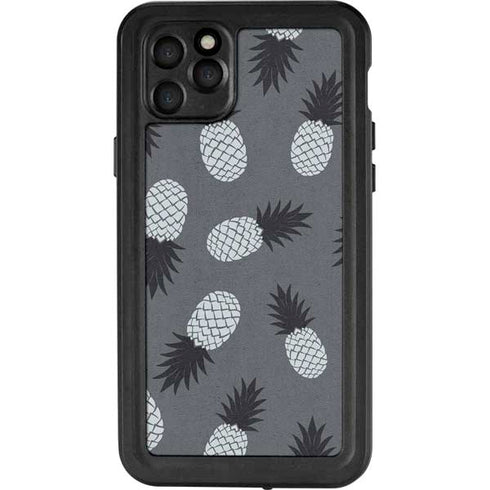 Black and White Pineapples iPhone 11 Pro Max Waterproof Case