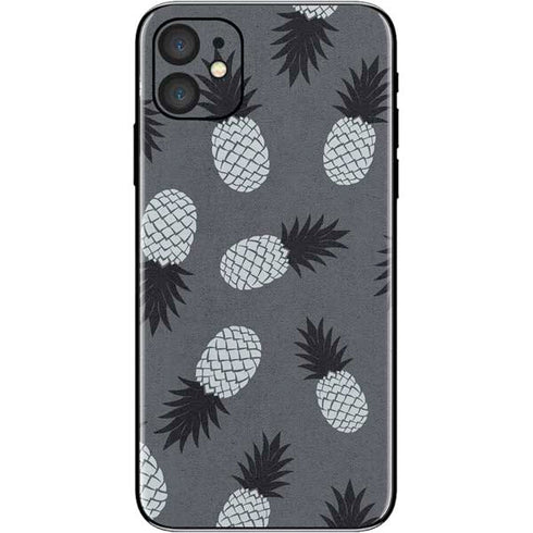 Black and White Pineapples iPhone 11 Skin