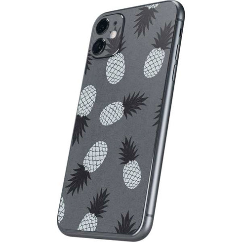 Black and White Pineapples iPhone 11 Skin