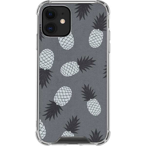 Black and White Pineapples iPhone 12 Clear Case