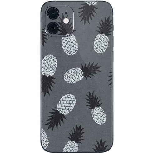 Black and White Pineapples iPhone 12 Mini Skin