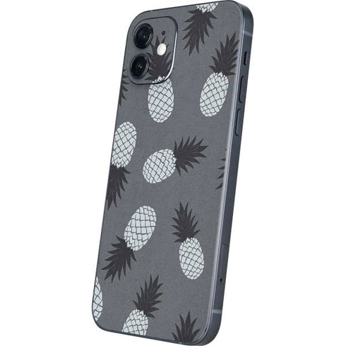 Black and White Pineapples iPhone 12 Mini Skin