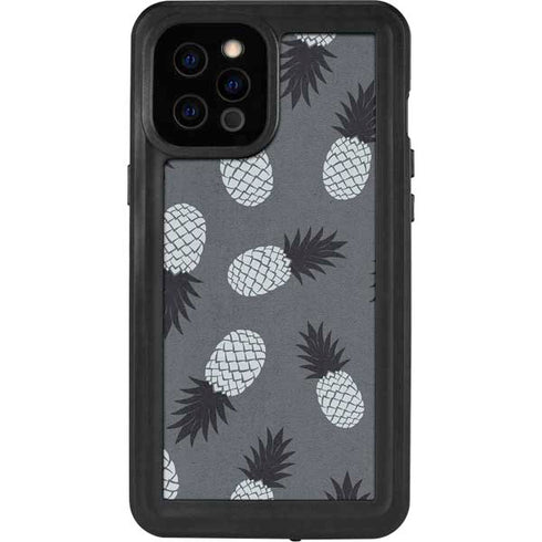 Black and White Pineapples iPhone 12 Pro Max Waterproof Case