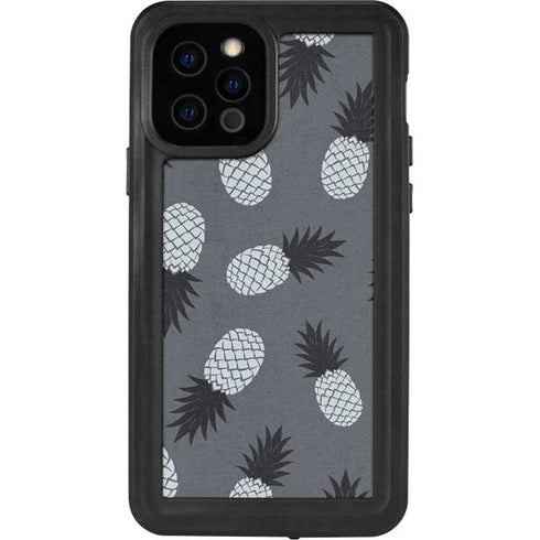 Black and White Pineapples iPhone 12 Pro Waterproof Case