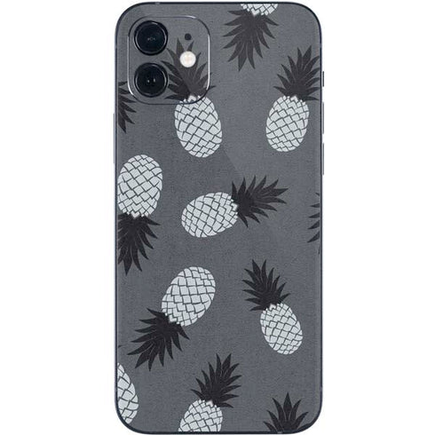 Black and White Pineapples iPhone 12 Skin