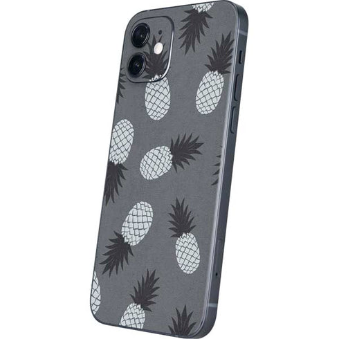 Black and White Pineapples iPhone 12 Skin