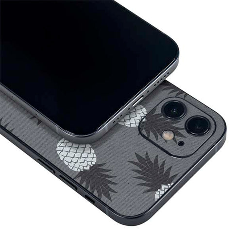 Black and White Pineapples iPhone 12 Skin