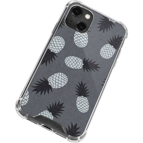 Black and White Pineapples iPhone 13 Mini Clear Case