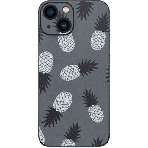 Black and White Pineapples iPhone 13 Mini Skin