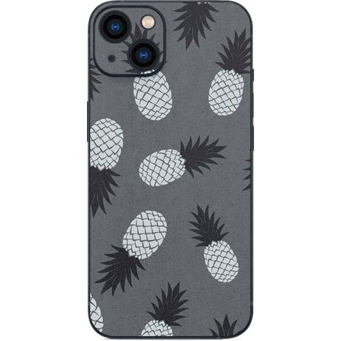 Black and White Pineapples iPhone 13 Skin