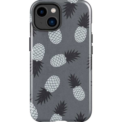 Black and White Pineapples iPhone 15 Plus Impact Case