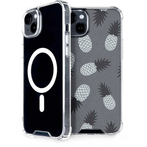 Black and White Pineapples iPhone 15 Plus MagSafe Case