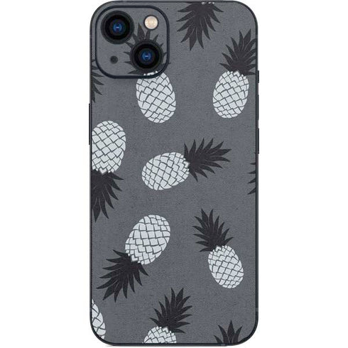Black and White Pineapples iPhone 14 Plus Skin