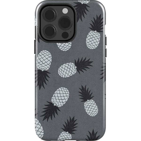 Black and White Pineapples iPhone 15 Pro Impact Case