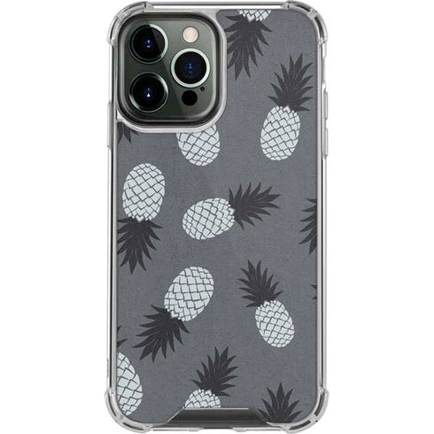 Black and White Pineapples iPhone 14 Pro Max Clear Case