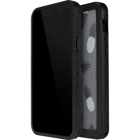 Black and White Pineapples iPhone 14 Pro Max Waterproof Case