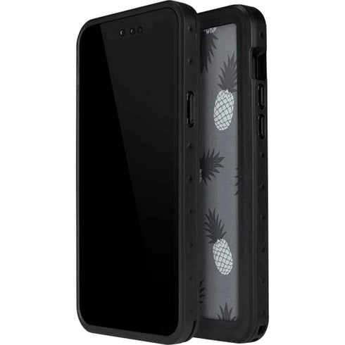 Black and White Pineapples iPhone 14 Pro Waterproof Case