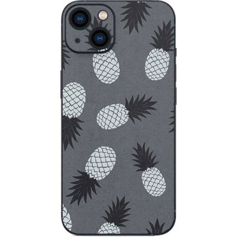 Black and White Pineapples iPhone 14 Skin