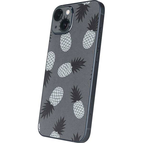 Black and White Pineapples iPhone 14 Skin