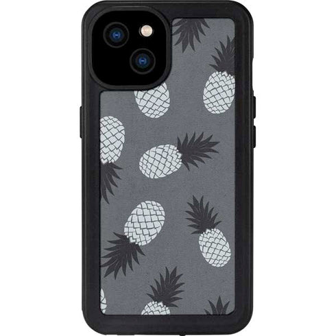 Black and White Pineapples iPhone 15 Plus Waterproof Case