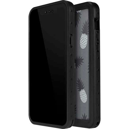 Black and White Pineapples iPhone 15 Plus Waterproof Case