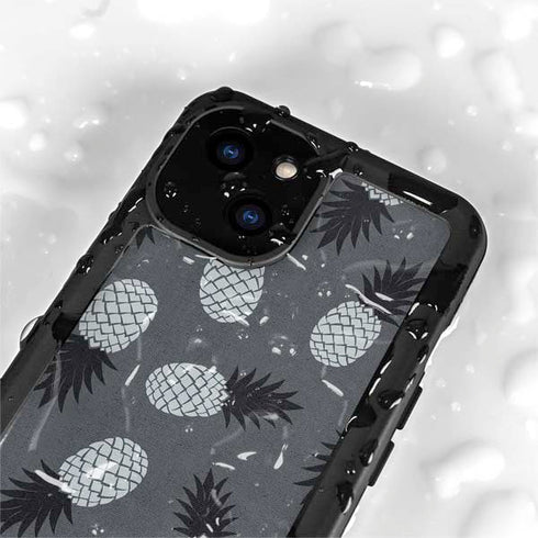 Black and White Pineapples iPhone 15 Plus Waterproof Case