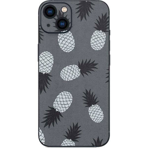 Black and White Pineapples iPhone 15 Skin