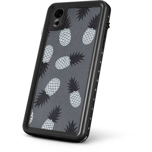 Black and White Pineapples iPhone XR Waterproof Case