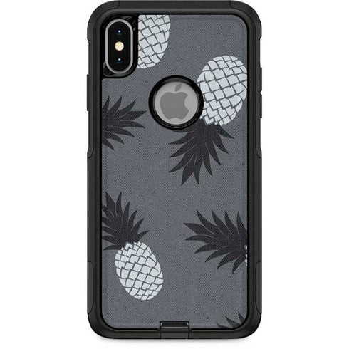 Black and White Pineapples Otterbox Commuter iPhone Skin