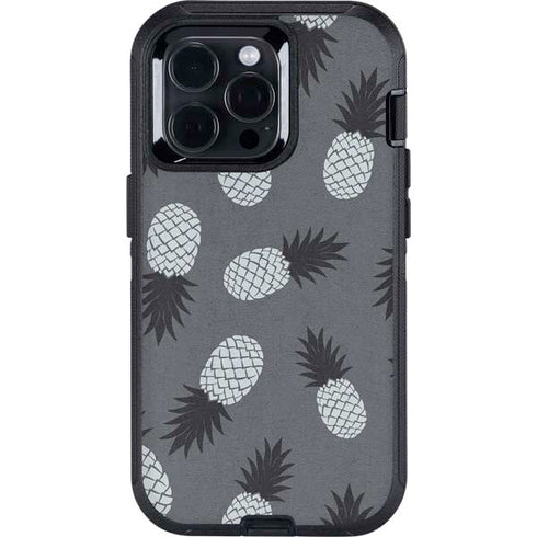 Black and White Pineapples Otterbox Defender iPhone Skin